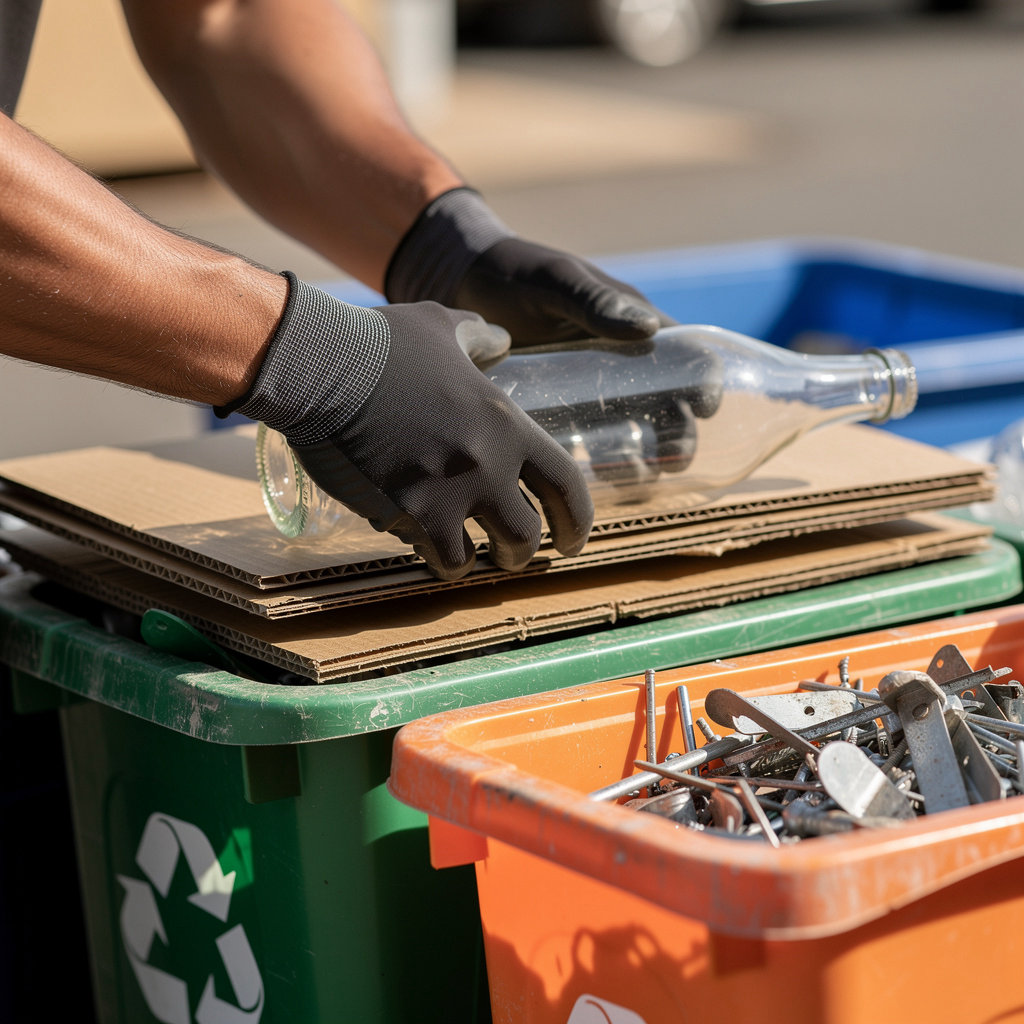 805 Junk Removal & Recycling team sorting scrap metal and electronics for eco-friendly recycling in Santa Barbara